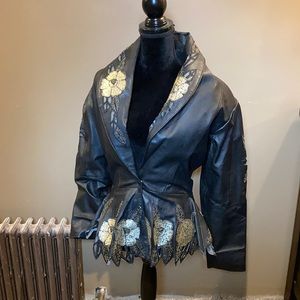 Leather peplum jacket